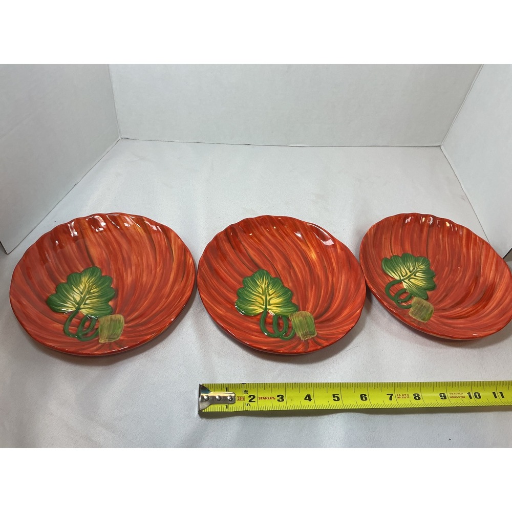 Home & Garden Party Pumpkin Stoneware Plates Set of 3 Orange Fall Harvest 8in - Picture 5 of 9